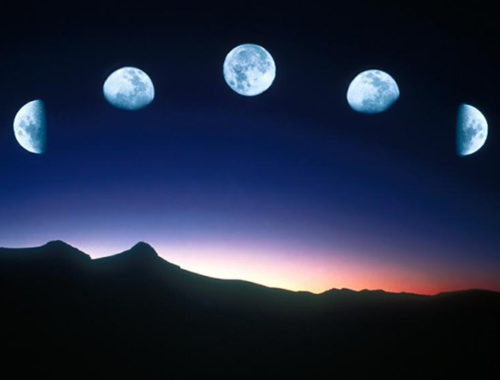 Fases da lua no céu.